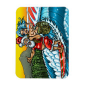 Magnet Flexible Illustration Blue Christmas Hawaiian Surfing Père  (Vertical)