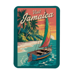 Magnet Flexible Illustration de bateau Jamaïcain Art de voyage Vin