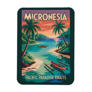Magnet Flexible Illustration de bateaux de Micronésie Art de voyag