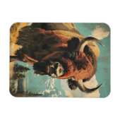 Magnet Flexible Illustration de bison vintage (Horizontal)