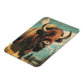Magnet Flexible Illustration de bison vintage (Côté Gauche)