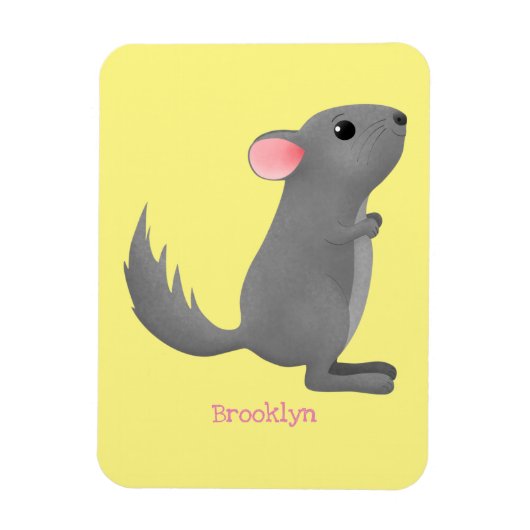 Magnet Flexible Illustration de chinchilla gris mignon (Vertical)