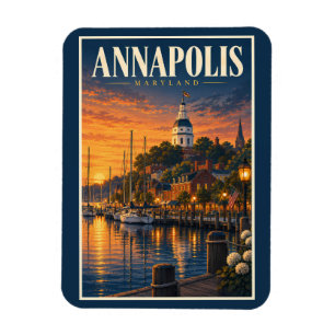 Magnet Flexible Illustration de coucher de soleil à Annapolis Mary