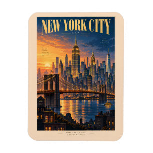 Magnet Flexible Illustration de coucher de soleil à New York Art d