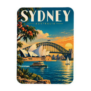Magnet Flexible Illustration de coucher de soleil à Sydney Austral