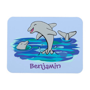 Magnet Flexible Illustration de dauphins heureux adorables