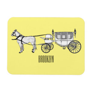 Magnet Flexible Illustration de dessin animé de cheval et de carro