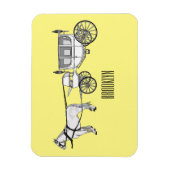 Magnet Flexible Illustration de dessin animé de cheval et de carro (Vertical)