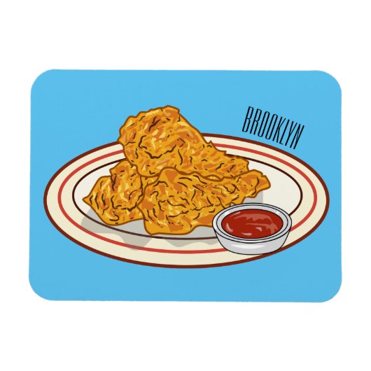 Magnet Flexible Illustration de dessin animé sur le poulet frit (Horizontal)