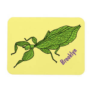 Magnet Flexible Illustration de dessin d'insecte des feuilles vert