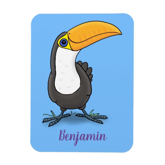 Magnet Flexible Illustration de dessin humoristique du toucan joye (Vertical)
