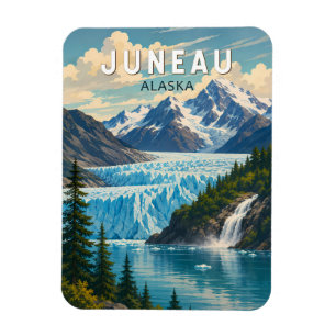 Magnet Flexible Illustration de Juneau en Alaska, Art de voyage vi
