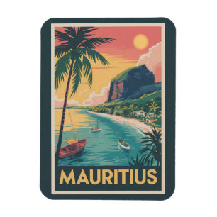 Magnet Flexible Illustration de la côte de Maurice Art de voyage v
