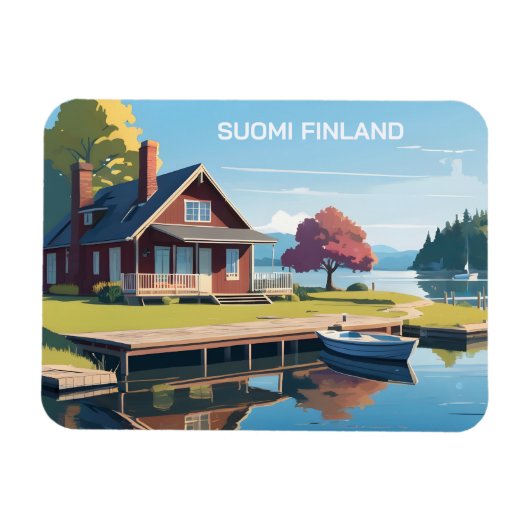 Magnet Flexible Illustration de la nature finlandaise (Horizontal)