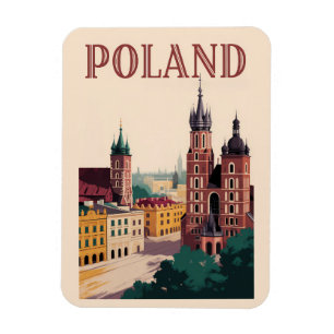Magnet Flexible Illustration de la skyline de la Pologne Art de vo