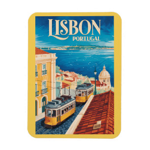 Magnet Flexible Illustration de la vue aérienne de Lisbonne Portug