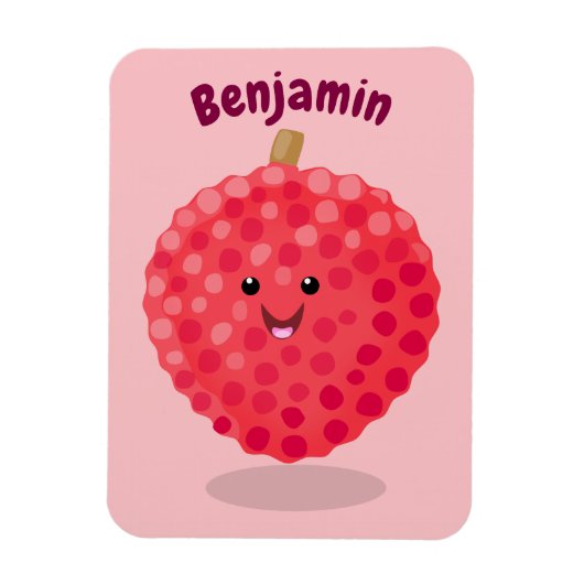 Magnet Flexible Illustration de litchee rose mignon (Vertical)