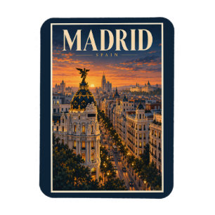 Magnet Flexible Illustration de Madrid Espagne Coucher de Soleil A
