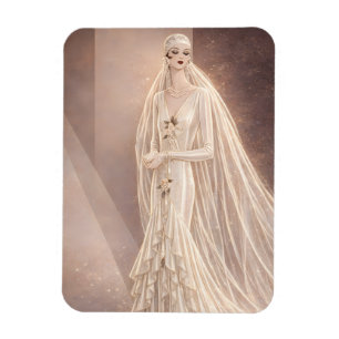Magnet Flexible Illustration de mode de mariage Art déco vintage