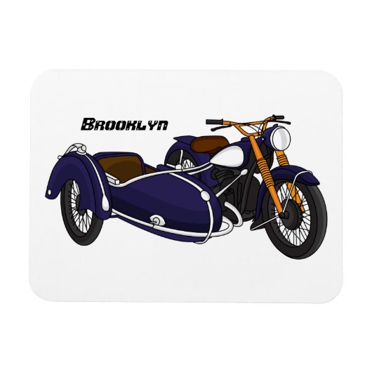 Magnet Flexible Illustration de moto pourpre Sidecar (Horizontal)