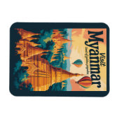 Magnet Flexible Illustration de pagodes du Myanmar Art de voyage v (Horizontal)