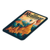 Magnet Flexible Illustration de pagodes du Myanmar Art de voyage v (Côté Gauche)