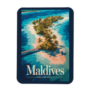 Magnet Flexible Illustration de paysage des Maldives Art de voyage