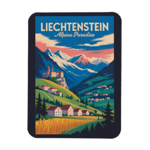 Magnet Flexible Illustration de paysage du Liechtenstein Art de vo