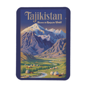 Magnet Flexible Illustration de paysage du Tadjikistan Art de voya