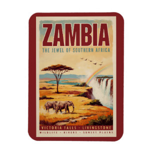 Magnet Flexible Illustration de paysage zambien Art de voyage vint