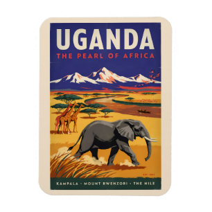 Magnet Flexible Illustration de safari en Ouganda Art de voyage vi