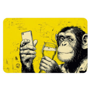 Magnet Flexible Illustration de singe drôle prenant un selfie – Ch