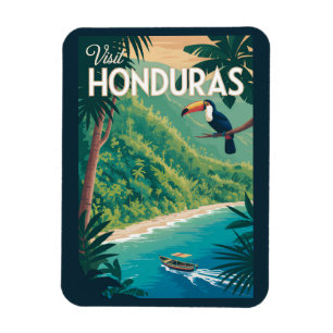 Magnet Flexible Illustration de Toucan du Honduras Art de Voyage V