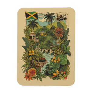 Magnet Flexible Illustration de voyage à la Jamaïque de style vint