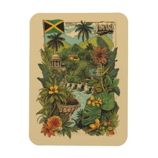 Magnet Flexible Illustration de voyage à la Jamaïque de style vint