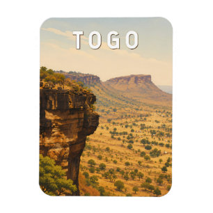 Magnet Flexible Illustration de voyage artistique vintage du Togo