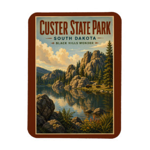 Magnet Flexible Illustration de voyage au Custer State Park, Dakot