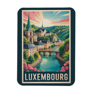 Magnet Flexible Illustration de voyage d'art rétro de paysage luxe