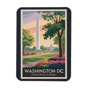 Magnet Flexible Illustration de voyage d'art vintage de Washington