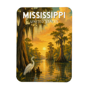 Magnet Flexible Illustration de voyage d'art vintage du Mississipp