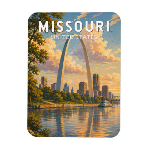 Magnet Flexible Illustration de voyage d'art vintage du Missouri