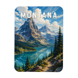 Magnet Flexible Illustration de voyage d'art vintage du Montana