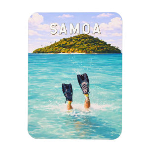 Magnet Flexible Illustration de voyage d'art vintage Samoa