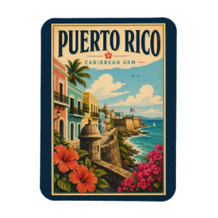 Magnet Flexible Illustration de voyage de la côte de Porto Rico Ar