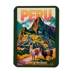 Magnet Flexible Illustration de voyage de Machu Picchu au Pérou Ar