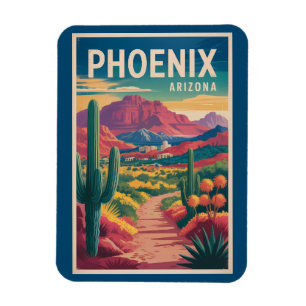 Magnet Flexible Illustration de voyage de Phoenix Arizona Art vint