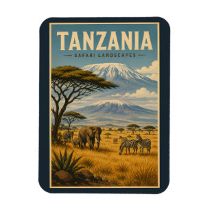 Magnet Flexible Illustration de voyage de zèbre de safari en Tanza