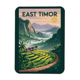 Magnet Flexible Illustration de voyage des champs du Timor orienta