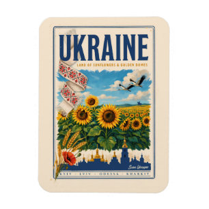 Magnet Flexible Illustration de voyage du dôme doré du tournesol d