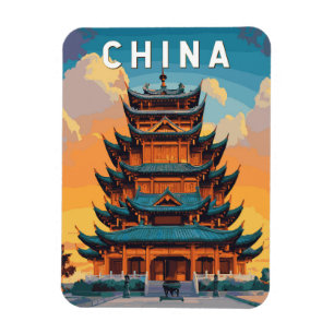 Magnet Flexible Illustration de voyage en Chine Art vintage